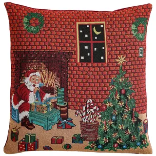 X-Mas Kissenbezug, Rot, Textil, Weihnachten, 45x45 cm, bügelleicht, Dekoration, Weihnachtsdekoration, Weihnachtstextilien