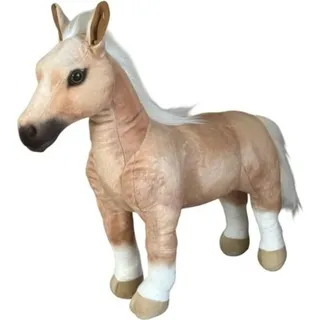 Stofftier Palomino-Pferd, stehend, hellbeige-cremefarben mit weißer Mähne und Schweif, 55 cm