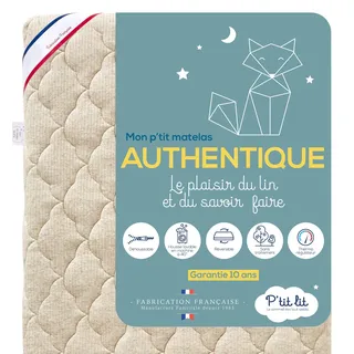 P'tit Lit Kindermatratze 70 x 140 cm Leinen pflanzlichen Ursprungs: natürlich klimaregulierender abnehmbarer Bezug Oeko-Tex®