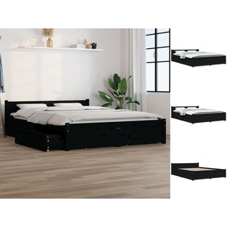 vidaXL Bettgestell Bett mit Schubladen Schwarz 160x200 cm Bettgestell Bettrahmen mit Aufb schwarz