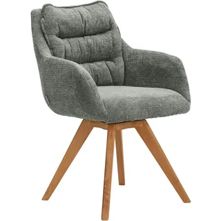 Linea Natura Armlehnstuhl, Eiche, Türkis, Holz, Textil, Eiche, vollmassiv, konisch, eckig, 59x86x69.5 cm, Stoffauswahl, Typenauswahl, Gestellauswahl, Sitzfläche 180° drehbar, automatische Rückholfunktion, Esszimmer, Stühle, Esszimmerstühle, Armlehnenstühle