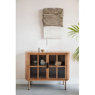 Vintagehaus Vitrine Retro Sideboard Vitrine Yaz Oval mit Sprossenkorpus