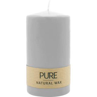 100% PURE, NATURAL WAX, Stumpenkerze, Silbergrau, WENZEL, 130/70 mm, Brenndauer ca. 52h, 100% plastikfrei