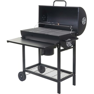 Mendler Grillwagen HWC-F70, Holzkohlegrill Standgrill Gartengrill mit Deckel Ablage, Stahl 103x93x70cm schwarz