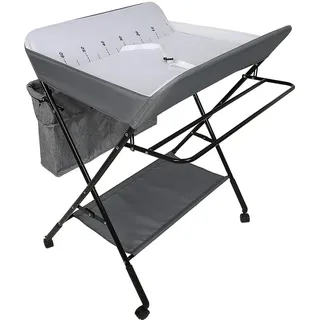 Wickeltisch, faltbar und tragbar, Wickeltisch, klappbar, Babyzimmer, höhenverstellbar, Wickeltisch und Badewanne 2-in-1 für Babys, ab der Geburt bis 12 Monate, Grau / Weiß