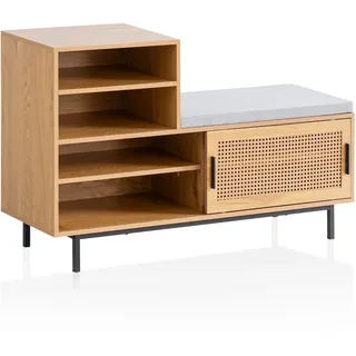 FineBuy Schuhbank 120 x 75,5 x 40 cm Eiche / braun
