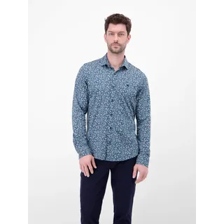 Langarmhemd LERROS "Jerseyhemd mit Haifischkragen", Herren, Gr. 3XL, Normalgrößen, arctic blau, 100% Baumwolle, Hemden