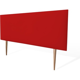 Somnia Descanso - Kopfteil Lissabon gepolstert + Beine, Bezug aus hochwertigem Kunstleder, Maße: 145 x 60 cm (Bett 135/140), Rot