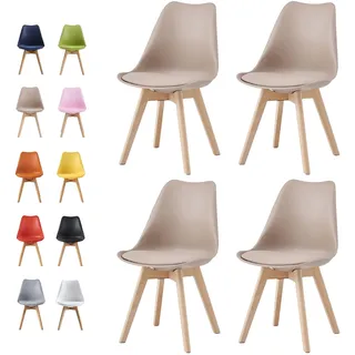 mcc direct Esszimmerstühle im 4er Set Küchenstuhl Bürostuhl Lounge Stuhl Designer Schalenstuhl Eva (Braun)
