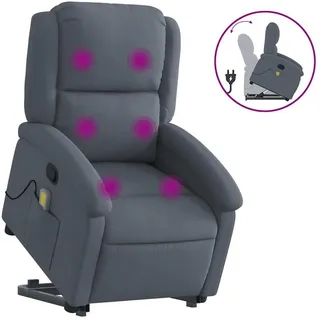 vidaXL Massagesessel mit Aufstehhilfe Samt 144,5 x 82 x 0 cm Dunkelgrau mit Fernbedienung
