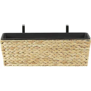 Beliani Rechteckiger Balkonkasten Sandbeige 60x20x18 cm Landhausstil Kawala