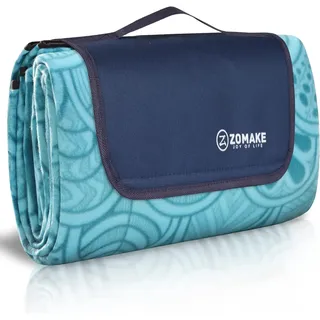 200 X 150 Cm Wasserdichte Picknickdecke, Karierte Outdoor-tischdecke, Waschbare Picknickdecke Für Camping, Park, Terrasse, Xl-picknickdecke, Faltbar, Mit Griff (blauer Pfau)