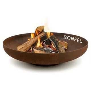 BonFeu BonBowl Feuerschale 60 cm - für den Garten - Feuerschale Klein aus hochwertigem Cortenstahl - Feuerkorb für den Garten - 60x60x16cm