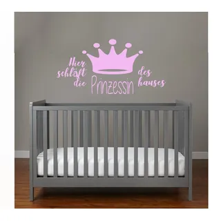 MacDecal.de Wandtattoo Wandaufkleber Sticker Hier schläft die Prinzessin des Hauses Kinderzimmer Babyzimmer Home (Rosa)