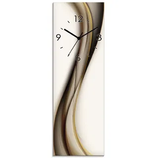 ARTLAND Wanddeko Wanduhr ohne Tickgeräusche Glas Funkuhr 20x60 cm Rechteckig Lautlos Abstrakte Kunst Design Welle Abstrakt Modern Ausgefallen T9LH