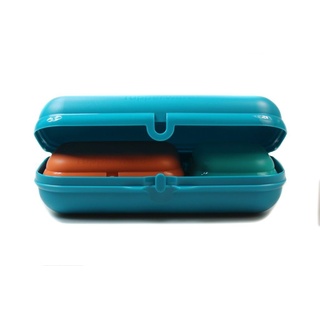 TUPPERWARE Lunchbox Maxi-Twin türkisgrün + orange + türkis + SPÜLTUCH