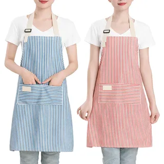 2 Stück Kochschürze Damen,Kinderschürze Mädchen,Küchenschürze mit Tasche,Schürze Kinder,Malschürze Erwachsene,Kittelschürze,Kinderschürzen,Koch Schürzen,Latzschürze,Apron,für Kochen,Backen,Malen - 70 x 65 cm