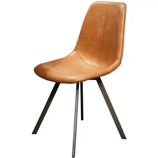 Vintagehaus Stuhl Esszimmerstuhl Zig Zag Industrial Cognac Lederlook