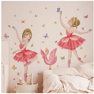 Montegoni Wandtattoo Mädchenzimmer mit Prinzessin, Schwan, Blumen und Schmetterlinge (selbstklebend Prinzessin, Schwan, Blumen, und Schmetterlinge Wandaufkleber, Deko Kindergarten Heimdekoration), 30 x 90cm, Display Große ca. 75 x 119 cm