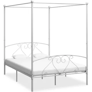 The Living Store Himmelbett-Gestell Weiß Metall 140 x 200 cm - Weiß