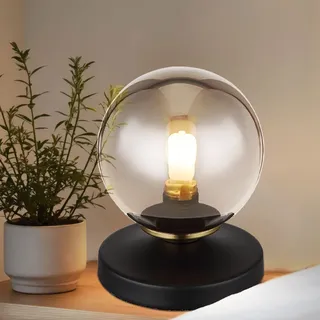 Tischleuchte Nachttischlampe Leuchte Rauchglas Kugel Wohnzimmerlampe D 10 cm