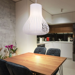 Deckenlampe Wohnzimmer hängend Lampe Skandinavisch Hängeleuchte Hängeleuchte weiss, Birnenform, 1x E27, DxH 35x139 cm