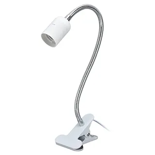 SEAFRONT Weißer LED Tischlampe Halter E27/E26 Schreibtischlampe LED Halter Klemmbar Einzelner Kopf 360 Grad verstellbarer Klemmlampe 100‐240 V Schreibtisch Zubehör(nicht enthalten Glühbirne)