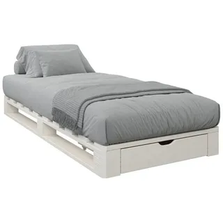 OTTO home Palettenbett "ALASCO " Mit Schublade, zertifiziertes Massivholz, erweiterbar zum Doppel- oder Familienbett weiß 120 cm x 200 cm x 18 cm