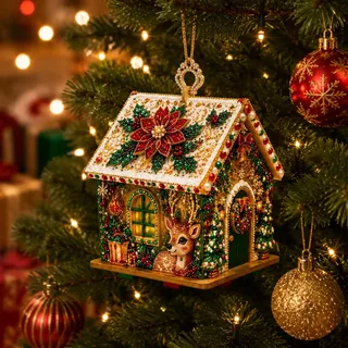 Diamond Painting Weihnachten,3D Holz Weihnachtsdorf Weihnachtshaus | Diamond Painting Erwachsene,DIY Diamant Painting Weihnachtsstadt Weihnachtsbaumschmuck,Malen nach Zahlen Geschenk