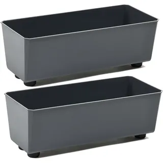Tymar Blumentopf rechteckig innen, Blumenkasten mit füßen, Pflanzkübel, Kräuterkasten, 2 Stück_SAGA ((2pack) Anthrazit, 37,5x17cm)