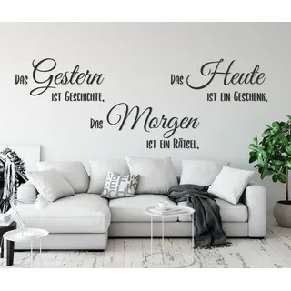 tjapalo® a116 Wandtattoo Gestern ist Geschichte Wandtattoo Wohnzimmer Sprüche Zitate Wandsticker Flur modern wandtattoo für wohnzimmer, Farbe: Weiß, Größe: B58xH21cm