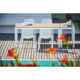 Outdoor Tisch Quadrat Teak / weiß 80x80