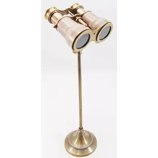 Casa Padrino Jugendstil Deko Fernglas mit Stativ Antik Braun / Messing 8,5-10 x 11 x H. 37 cm - Wohnzimmer Deko - Büro Deko - Schreibtisch Deko - ... - Braun/Gold