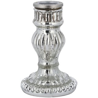 Kerzenhalter , silber , Glas  , Maße (cm): H: 11  Ø: 7