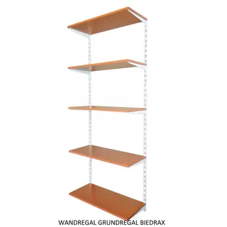 Biedrax Wandregal - Grundregal 50 x 80 x 200 cm, Farbe weiss - 5 Fachboden Kirsche