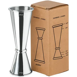Cocktail Jigger Spirituosenmessbecher, doppelte Messbecher-Nutzung, 304 Edelstahl, 30 ml/60 ml Messungen, Messbecher für Bar, Zuhause, Barkeeper, Party, Drinks