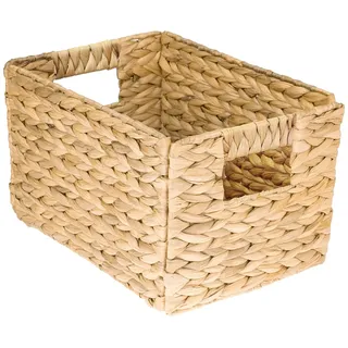 HMF Aufbewahrungskorb faltbarer Korb geflochten aus Wasserhyazinthe Seegras 32 x 23 x 20 cm beige