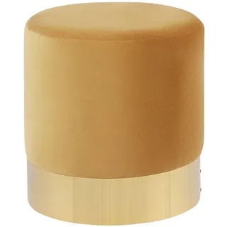 Beliani Runder Polster Pouf aus Samt gelb Ottomane Sitzpouf Modern Barock Sophia
