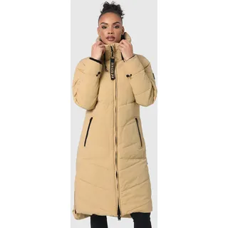 Winterjacke MARIKOO "Benikoo", Damen, Gr. XXL, beige, Obermaterial: 92% Nylon, 8% Elasthan. Futter: 100% Polyester. Wattierung: 100% Polyester. Ärmelfutter: 100% Polyester, Jacken Winterjacke, langer Winter Mantel gesteppt