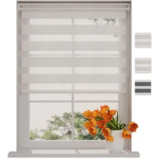 DTCH® Doppelrollo klemmfix ohne Bohren 70 x 150 cm (BxH) Leinen lichtdurchlässig, fensterrollo innen ohne Bohren, rollos für Fenster, Rollo 70 cm breit, Duo Rollo, klemmrollo, klemmfix-doppelrollo