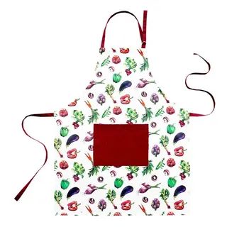 Lashuma Kochschürze Gemüse, Küchenschürze 80x65 cm, bedruckte Backschürze bunt