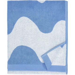 MARIMEKKO Lokki Frottee-Badetuch aus Baumwolle (Himmelblau) – Wellen gemusterte Badetücher – 149,9 x 71,1 cm