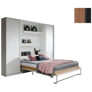 QMM TraumMöbel Schrankbett, Braun, Schwarz, Holzwerkstoff, 140x200 cm, Schlafzimmer, Betten, Klappbetten