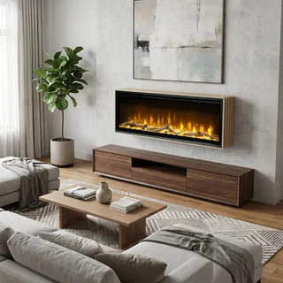 Dimplex Ignite Evolve [Optiflame Elektro-Einbaukamin]: 156 cm / 60" - Ohne Eichenholz - Mit Rib Wall Panel