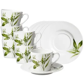 Ritzenhoff Breker Espressotassen, Weiß, Grün, Keramik, 0.1 L, Rund, 12x7x12 cm, Kaffee & Tee, Tassen, Kaffeetassen-Sets