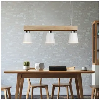 ZMH Pendelleuchte 3-flammige E27 in Weiß Holz Design L 70cm vintage | Gr.: onesize