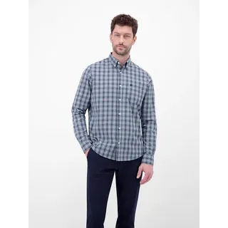 LERROS Langarmhemd Karohemd mit Button-Down-Kragen blau XXL