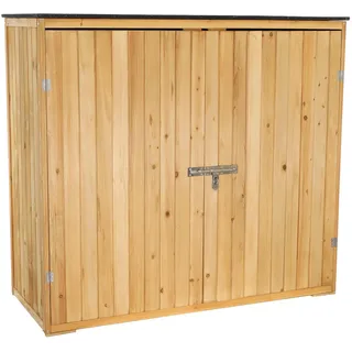 Wiltec Gartenhaus mit Doppeltür in Naturfarbe Holz 136 x 58 x 127 cm Gerätehaus für den Garten Geräteschuppen Gartenschrank Geräteschrank