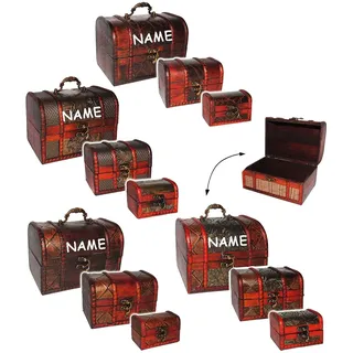 alles-meine.de GmbH 3 Stück mittlere Größe Schatzkisten/Schatztruhen - incl. Name - aus Holz - Schmuckkaste/Kiste & Truhen - für Kinder & Erwachsende - z.B. für Geldgeschen..