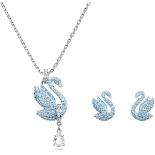 Swarovski Iconic Swan Set, Rhodinierte Halskette und Ohrringe mit Schwan-Motiv und Strahlenden Swarovski Kristallen